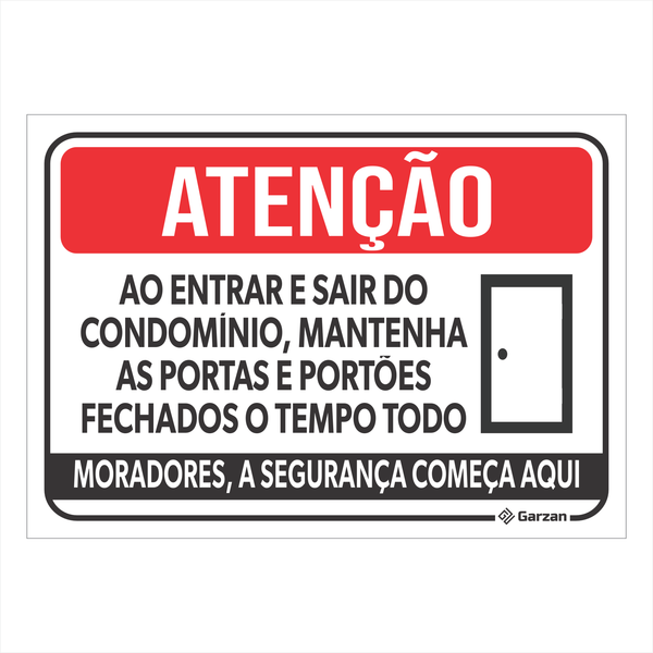 Placa de Sinalização Mantenha as Portas e Portões Fechados