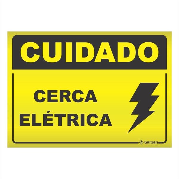 Placa de Sinalização Cuidado, Cerca Elétrica - em Alumínio