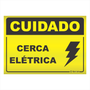 Placa de Sinalização Cuidado, Cerca Elétrica - em Alumínio