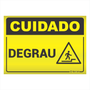 Placa de Sinalização Cuidado, Degrau - em Alumínio