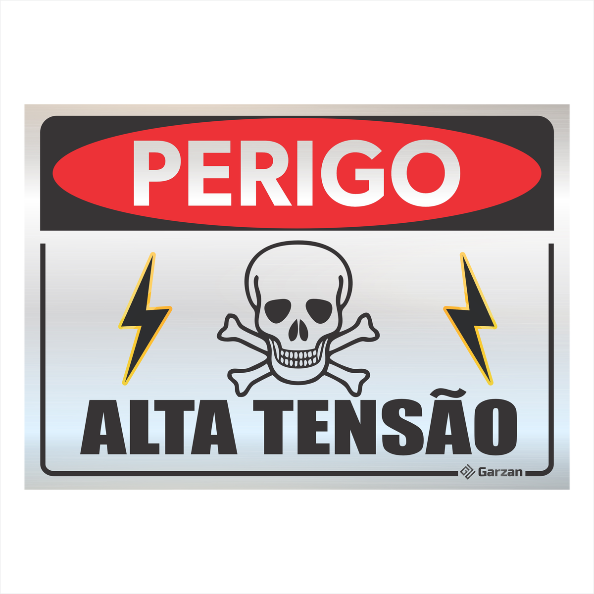 Placa de Sinalização Perigo, Alta Tensão - em Alumínio