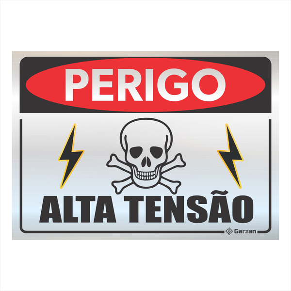 Placa de Sinalização Perigo, Alta Tensão - em Alumínio