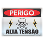 Placa de Sinalização Perigo, Alta Tensão - em Alumínio