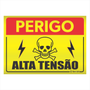 Placa de Sinalização Amarela - Perigo, Alta Tensão - em Alumínio