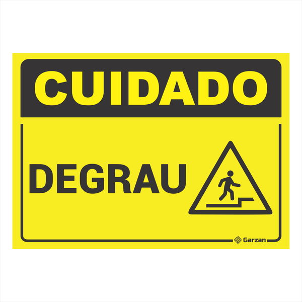 Placa de Sinalização Cuidado, Degrau