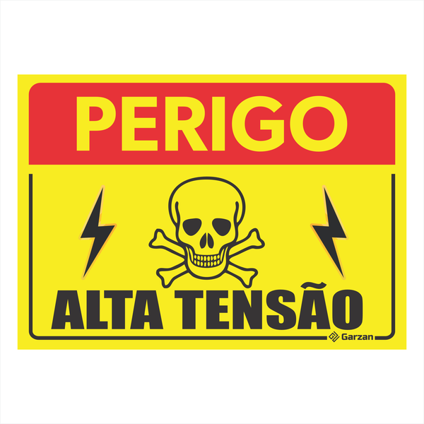Placa de Sinalização Amarela - Perigo, Alta Tensão