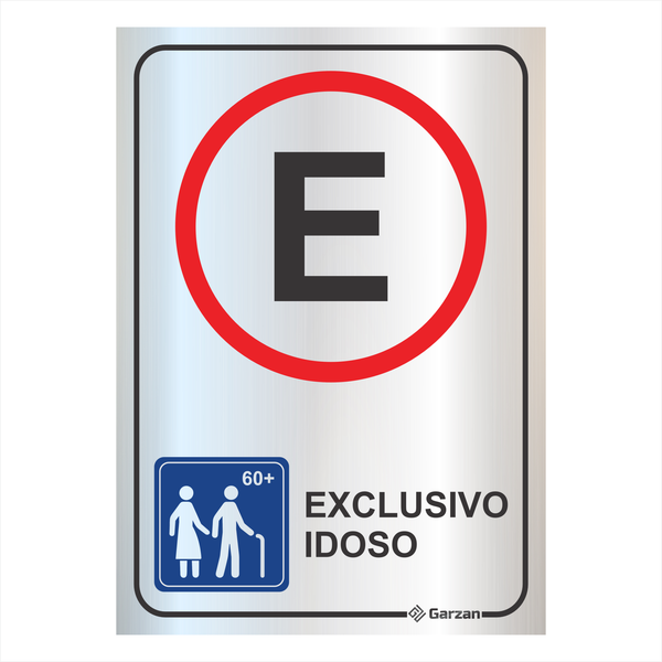 Placa de Sinalização Estacionamento Exclusivo Idoso em Alumínio