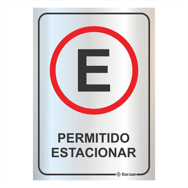 Placa de Sinalização Permitido Estacionar em Alumínio
