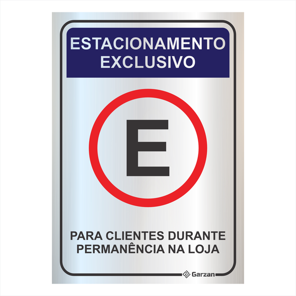 Placa de Sinalização Estacionamento Exclusivo Para Clientes em Alumínio