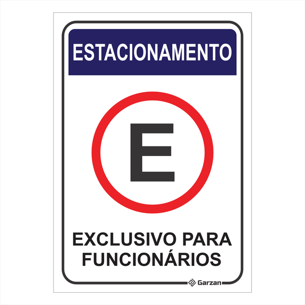Placa de Sinalização Estacionamento Exclusivo para Funcionários