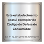 Placa de Sinalização Estabelecimento Exemplar Código do Consumidor - em Alumínio