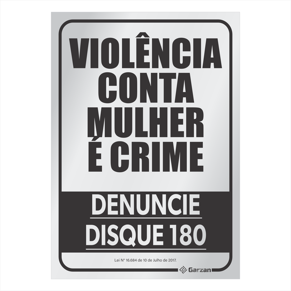 Placa de Sinalização Violência Contra Mulher é Crime - em Alumínio