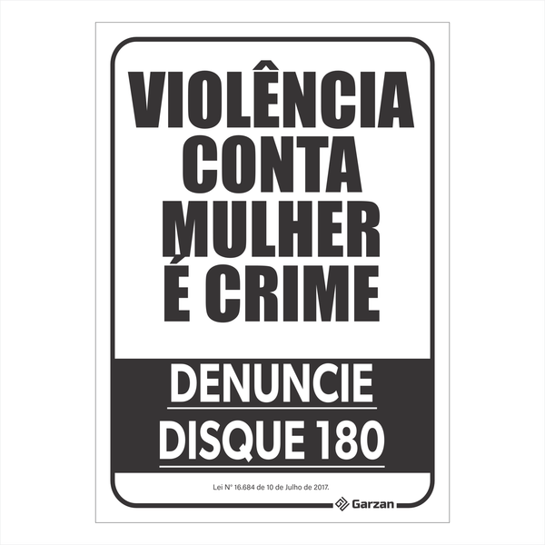 Placa de Sinalização Violência Contra Mulher é Crime