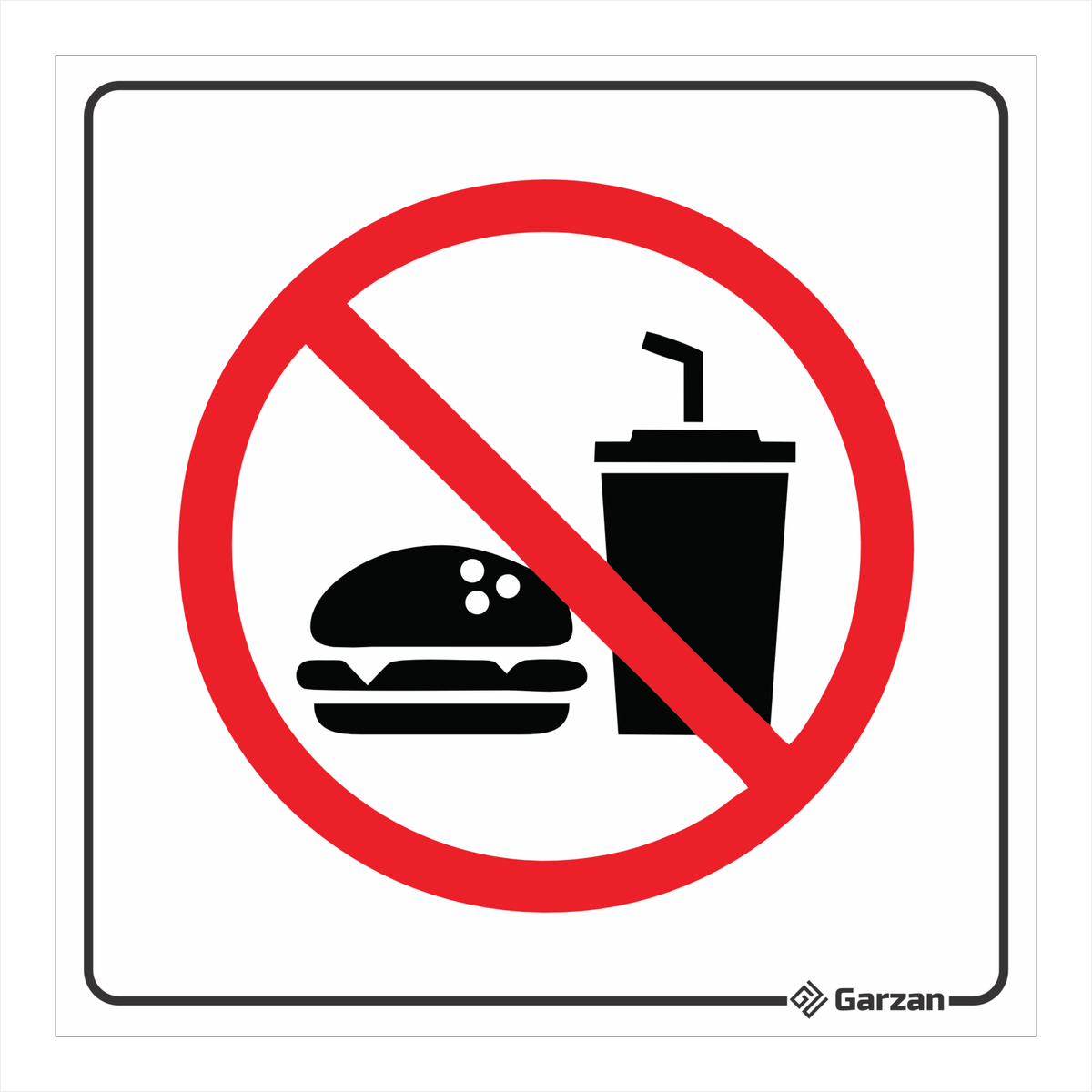 Placa de Sinalização Proibido Alimentos e Bebidas
