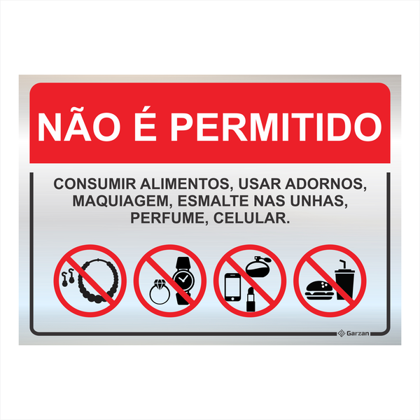Placa de Sinalização Não é Permitido em Alumínio