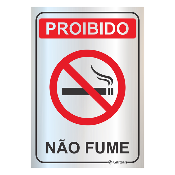 Placa de Sinalização Não Fume em Alumínio