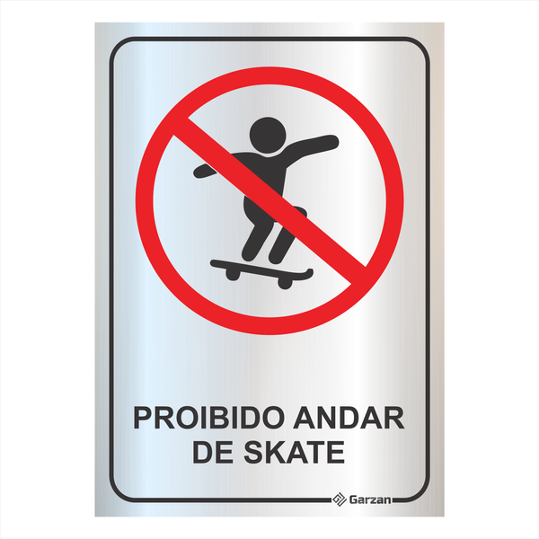 Placa de Sinalização É Proibido Andar de Skate em Alumínio