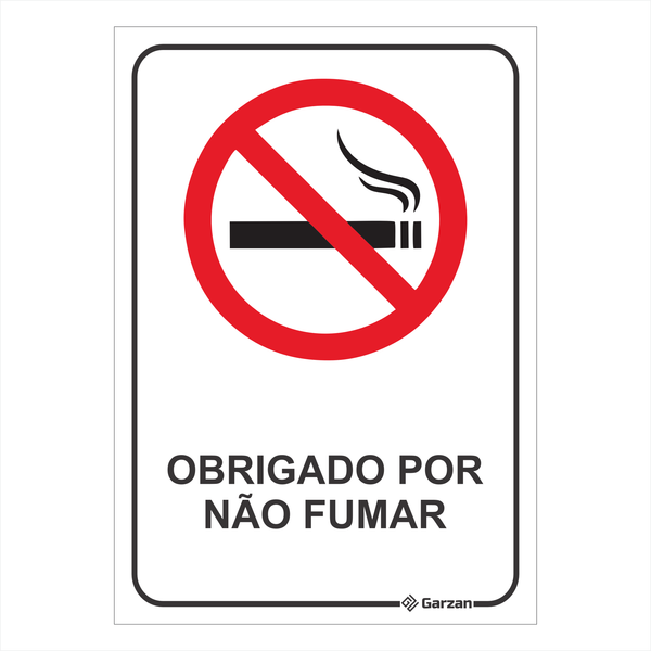 Placa de Sinalização Obrigado Por Não Fumar