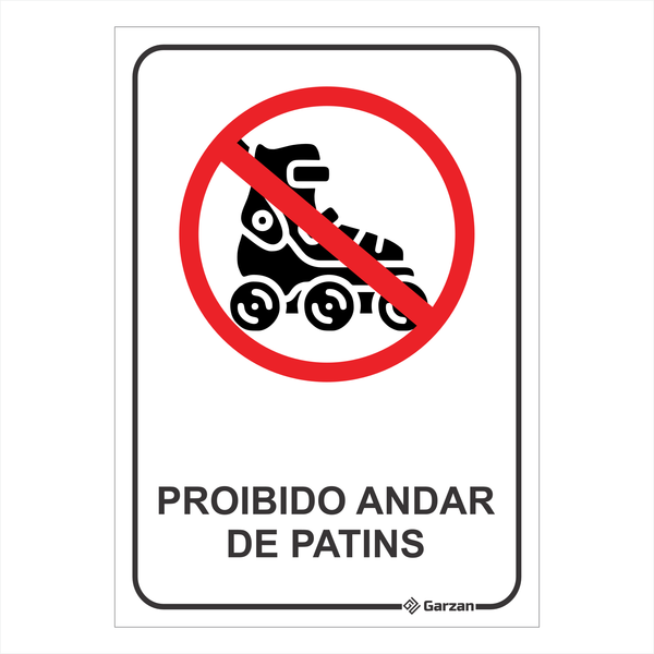 Placa de Sinalização Proibido Andar de Patins