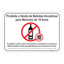 Placa de Sinalização Proibido Venda de Bebidas Alcoólicas para Menores de 18 Anos