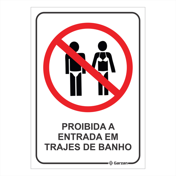 Placa de Sinalização Proibida a Entrada em Trajes de Banho