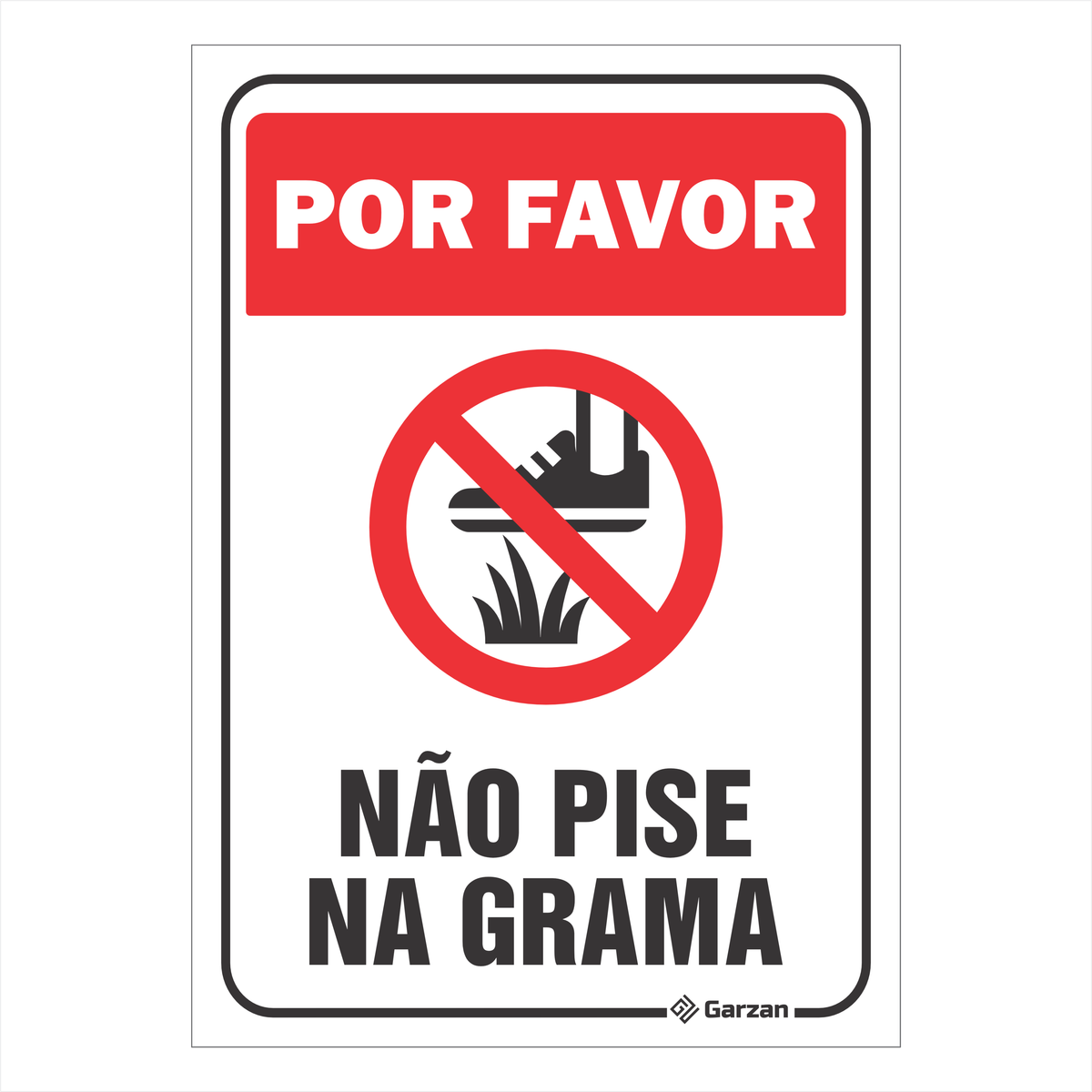 Placa de Sinalização "Não Pise na Grama"