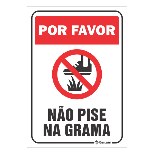 Placa de Sinalização "Não Pise na Grama"