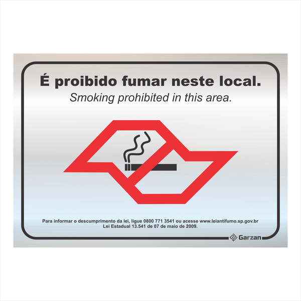Placa de Sinalização "É Proibido Fumar Neste Local" em Alumínio