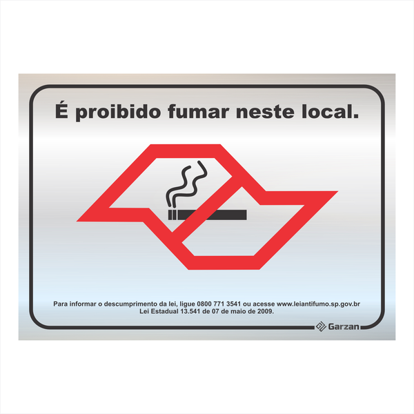 Placa de Sinalização "É Proibido Fumar Neste Local" em Alumínio