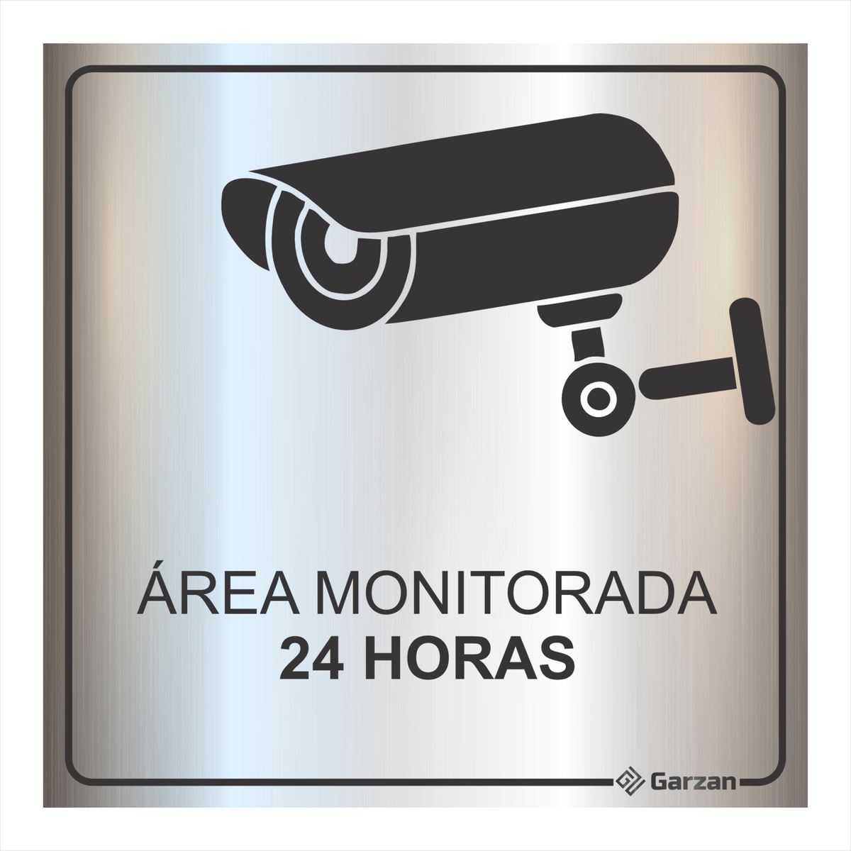 Placa de Sinalização Área Monitorada 24 Horas em Alumínio