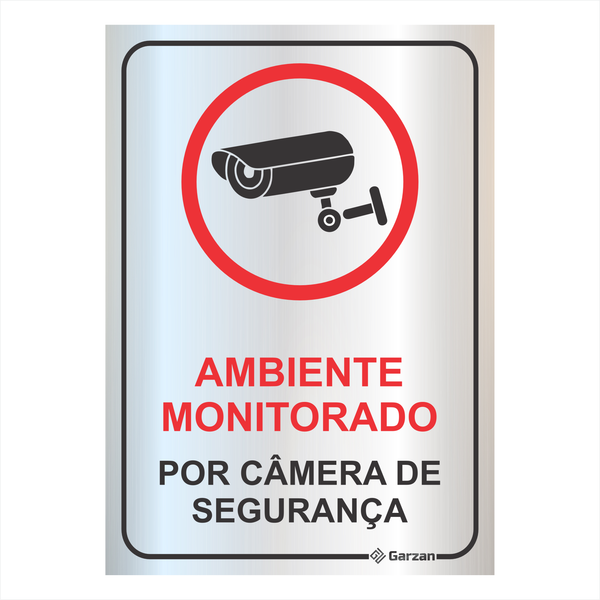 Placa de Sinalização Ambiente Monitorado em Alumínio