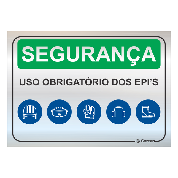 Placas de Sinalização Para Segurança de EPI - Modelos Diversos - em Alumínio