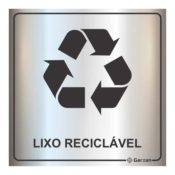 Placa de Sinalização Para Setores - Lixo Reciclável em Alumínio