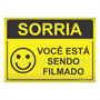 Placa de Sinalização Amarela "Sorria" em Alumínio