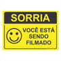 Placa de Sinalização Amarela "Sorria"